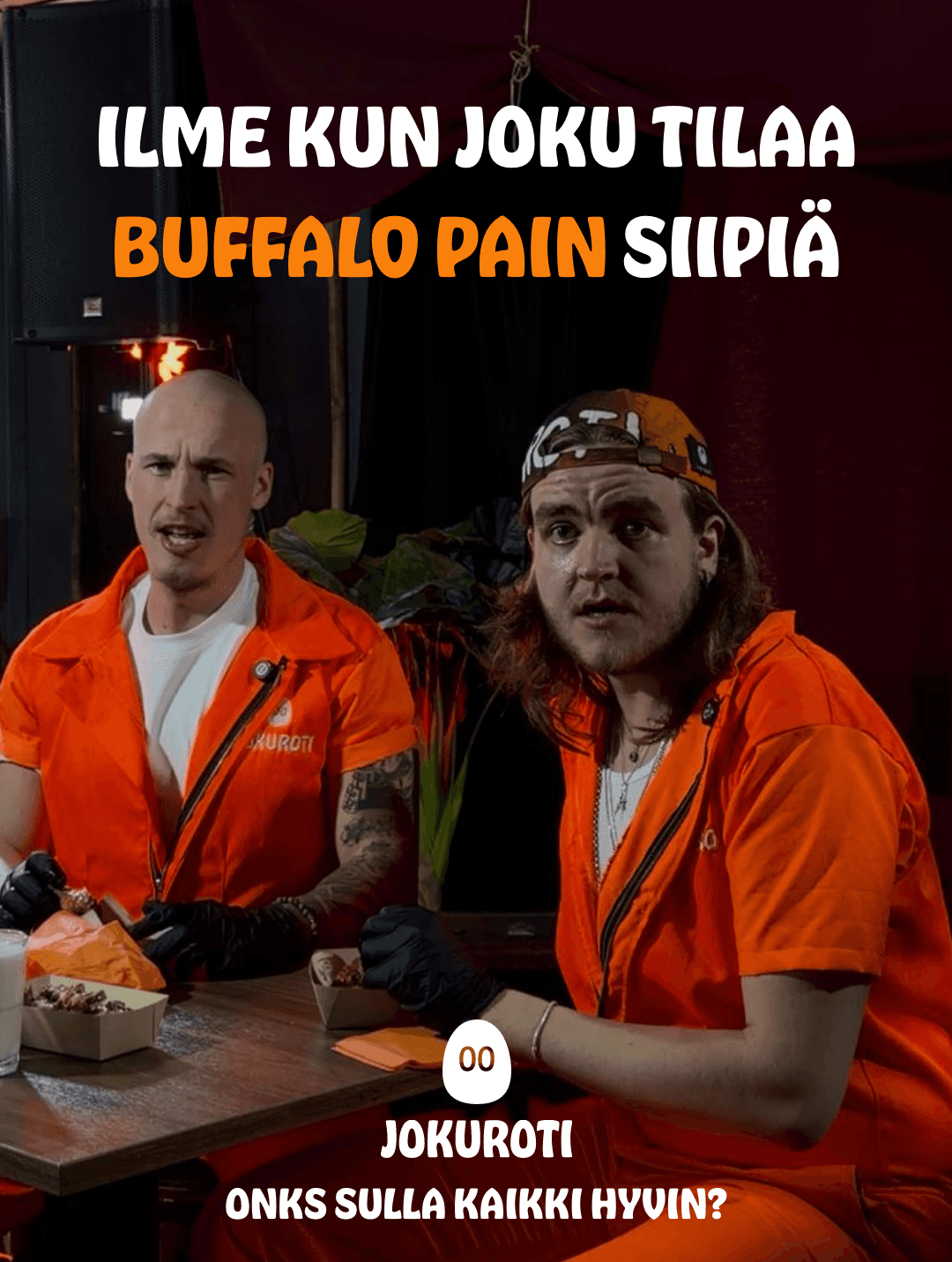 A guest taking on the Buffalo Pain wing challenge